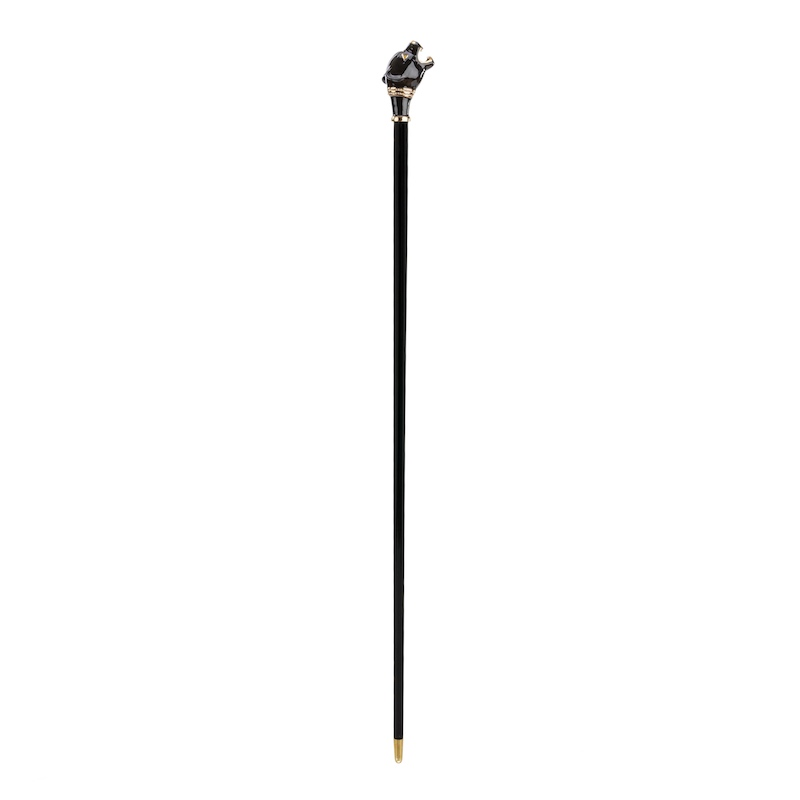 Luxury Black Panther Handmade Walking Cane with Enameled Brass Handle