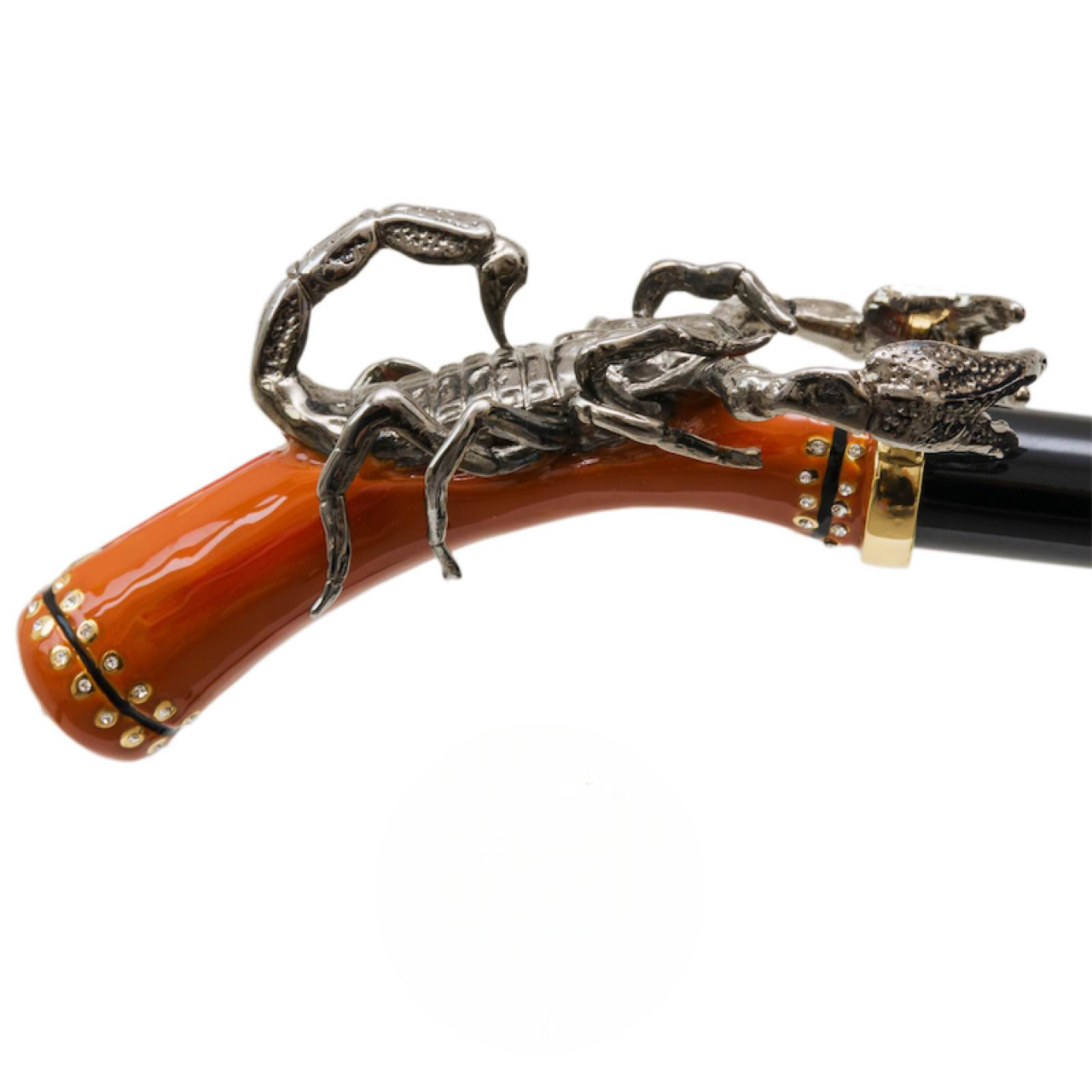 Handmade Luxury Scorpion Walking Cane – Enameled Brass Handle