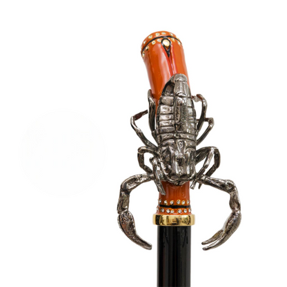 Handmade Luxury Scorpion Walking Cane – Enameled Brass Handle