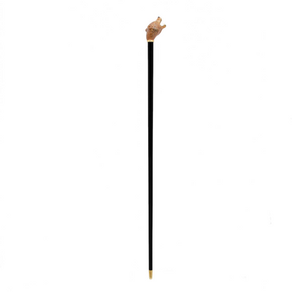 Luxury Brown Bear Handmade Walking Cane with Enameled Brass Handle
