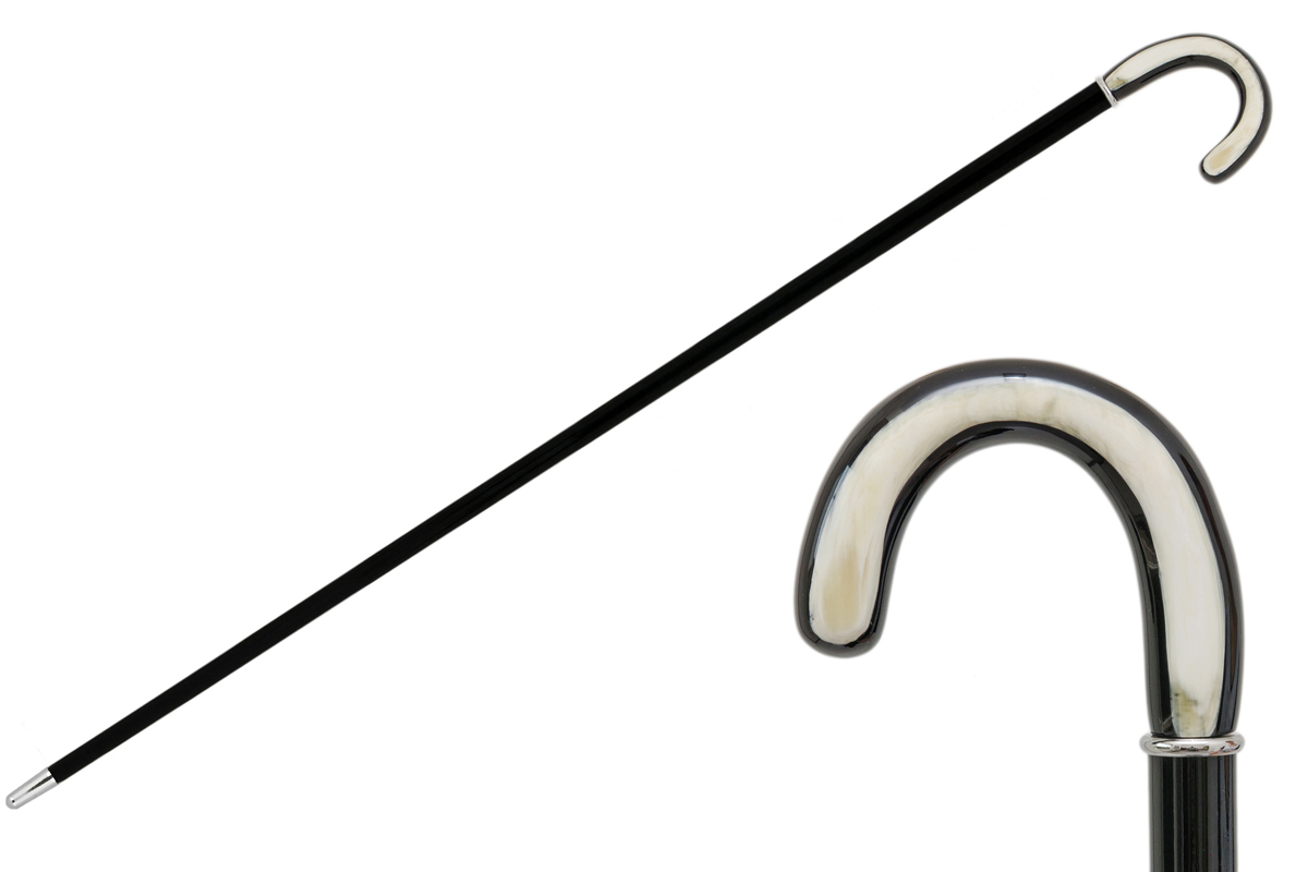 Luxury Curved Horn Walking Cane – Handmade Italian Designer Stick