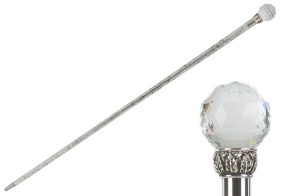 Luxury Crystal Ball Handmade Walking Cane with Silver Shaft