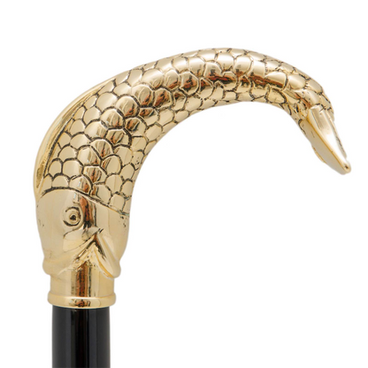 Luxury Golden Fish Walking Cane – Handmade Italian Designer Stick