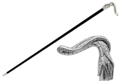Luxury Snake Walking Cane with Metal Handle – Handmade in Italy