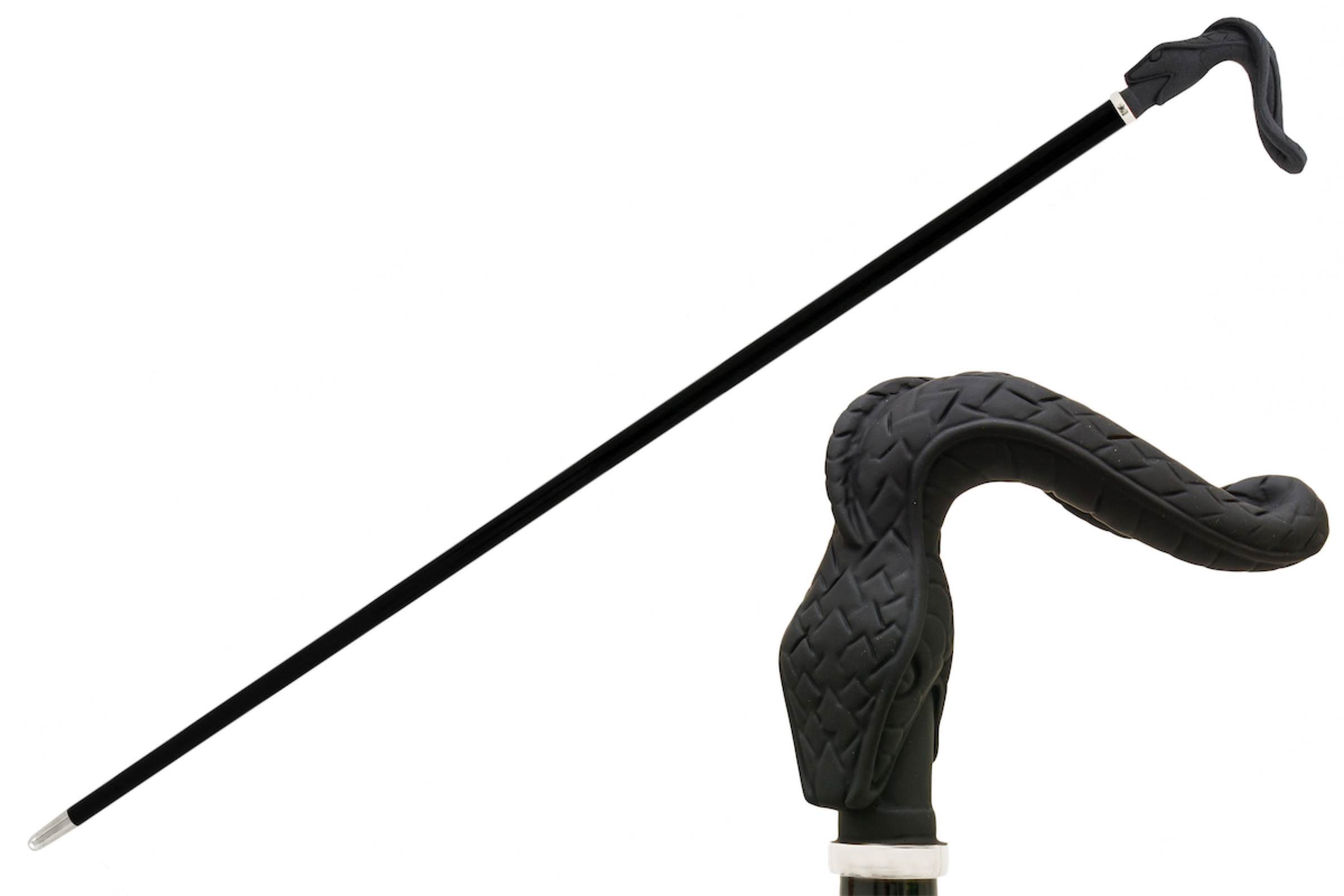 Luxury Rubberized Snake Handmade Walking Cane with Metal Handle