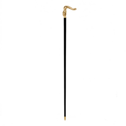 Luxury Golden Snake Walking Cane with Metal Handle – Handmade in Italy