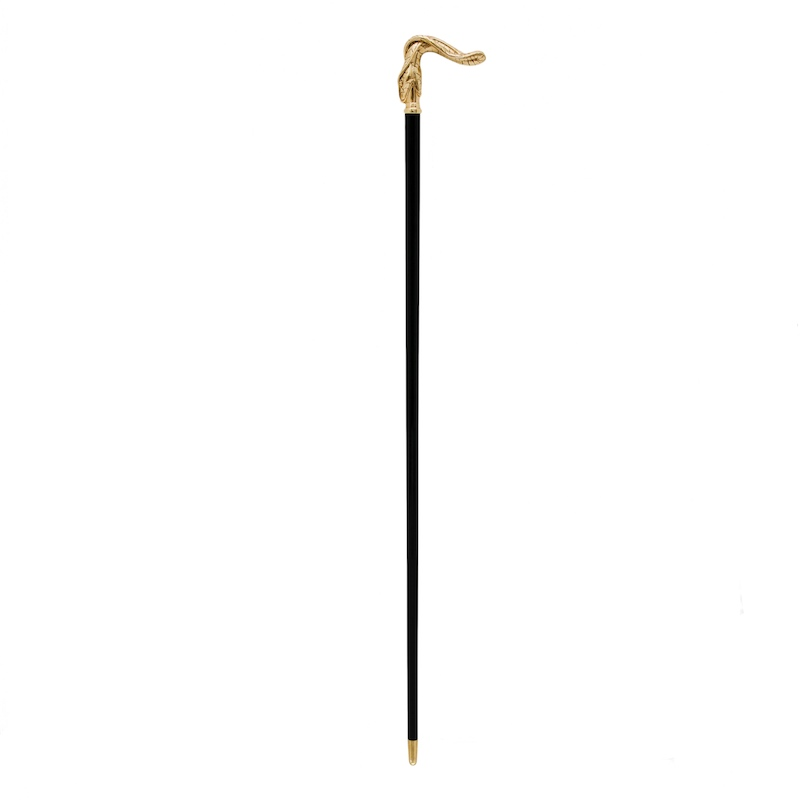 Luxury Golden Snake Walking Cane with Metal Handle – Handmade in Italy