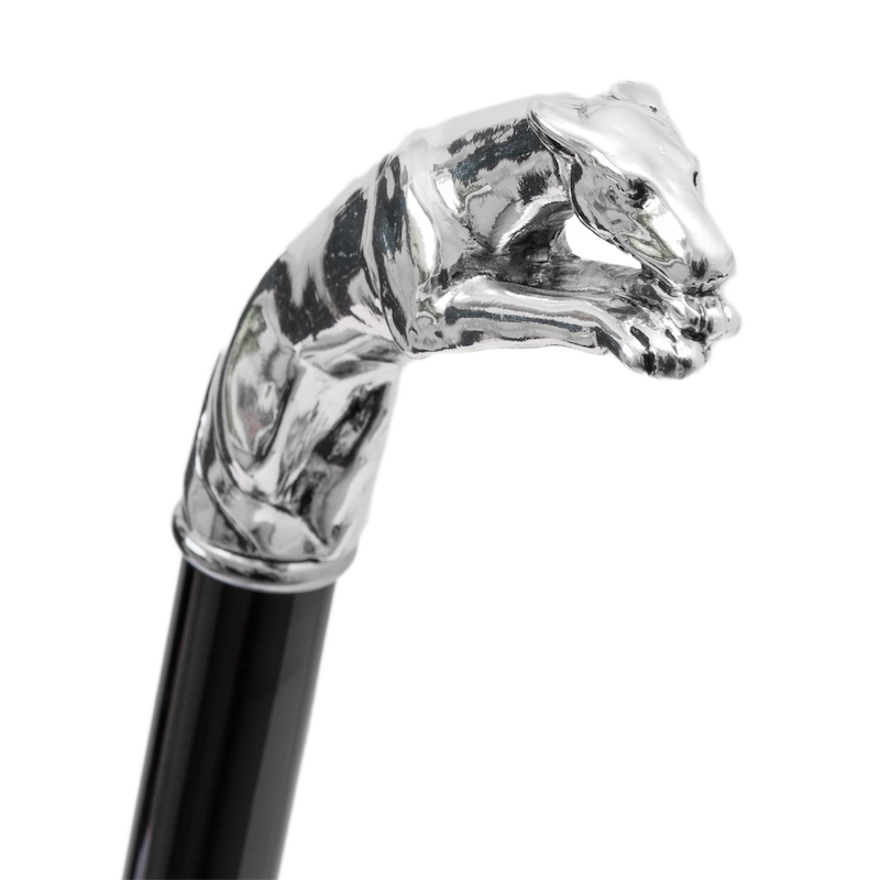 Luxury Silver Greyhound Walking Cane – Handmade Italian Designer Stick