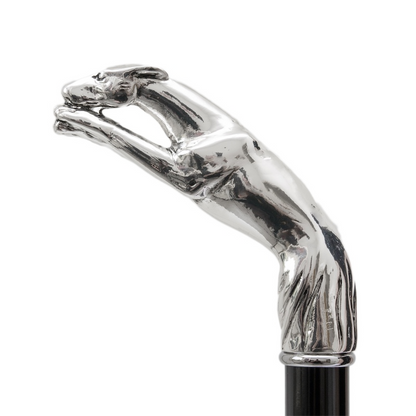 Luxury Silver Greyhound Walking Cane – Handmade Italian Designer Stick