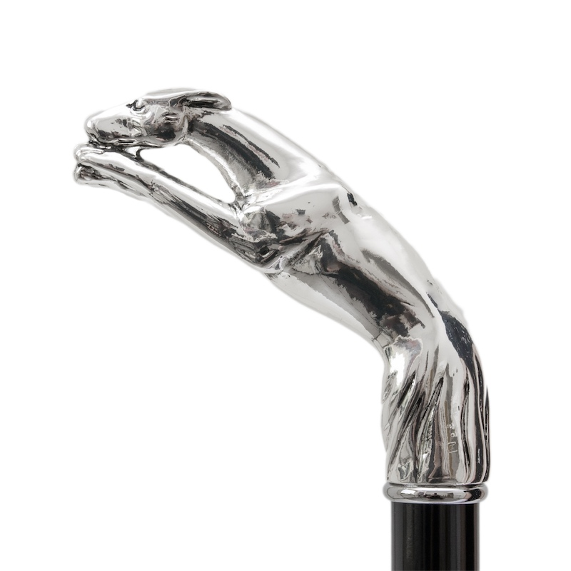 Luxury Silver Greyhound Walking Cane – Handmade Italian Designer Stick