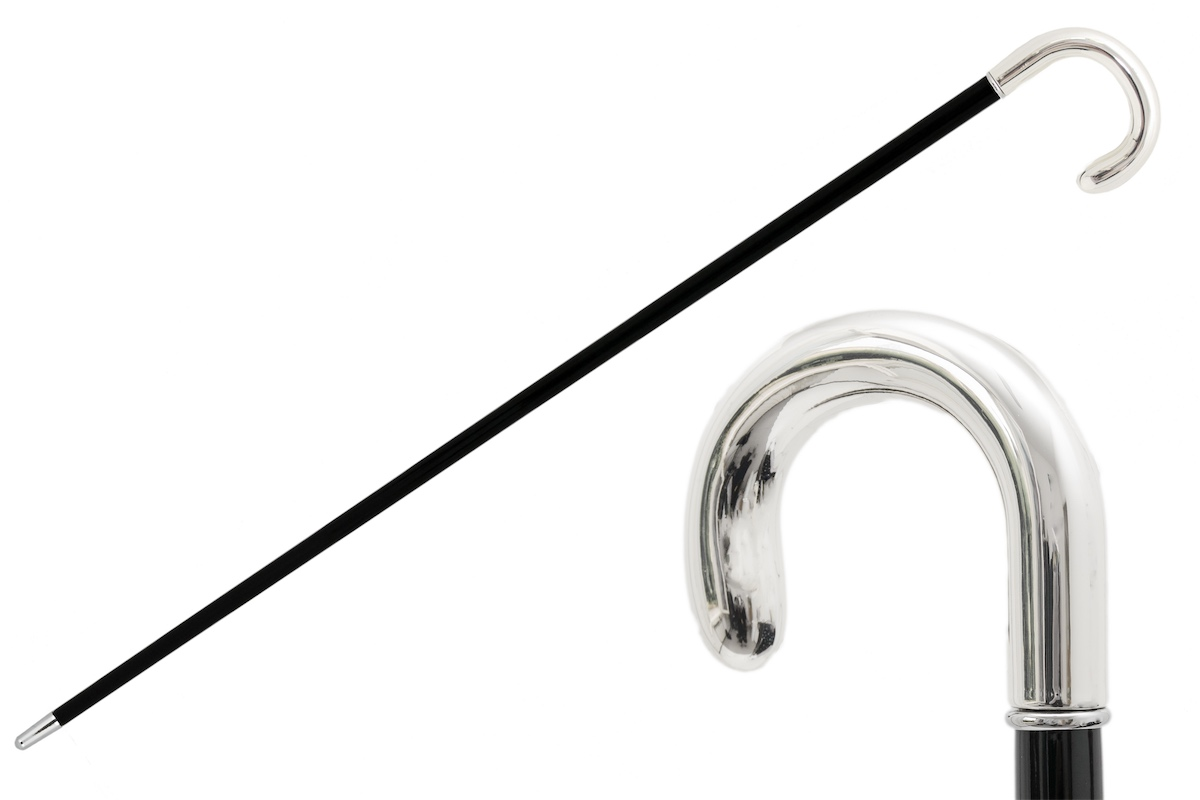 Luxury Silver Dandy Walking Cane – Classic Shape, Handmade in Italy