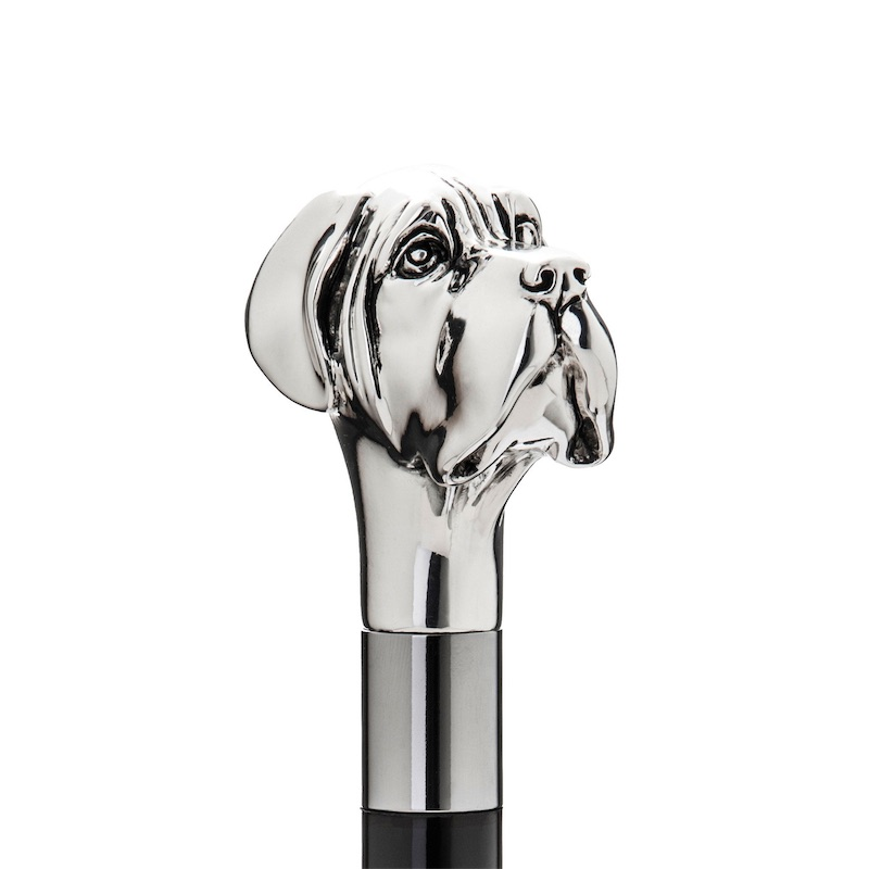 Luxury Silver Labrador Handmade Walking Cane with Silver-Plated Handle