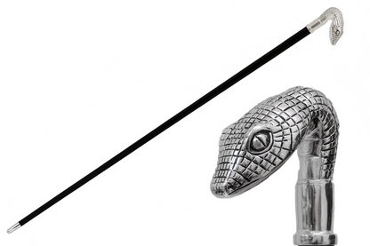 Luxury Snake Head Handmade Walking Cane with Metal Handle