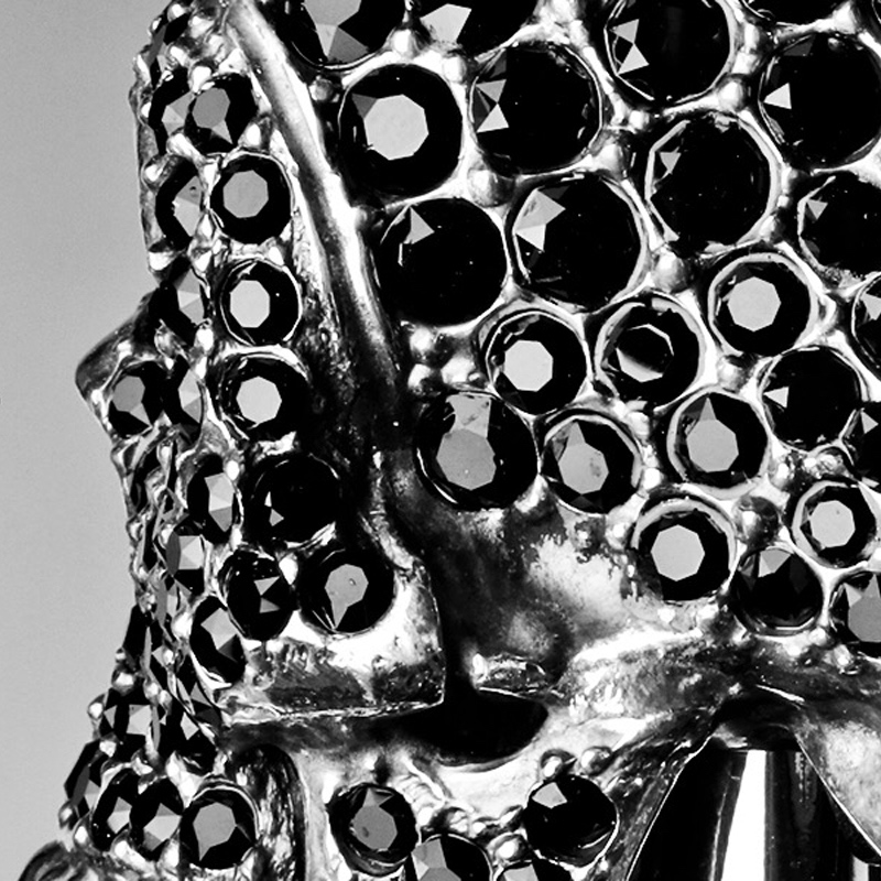 Luxury Black Swarovski Skull Walking Cane – Handmade in Italy