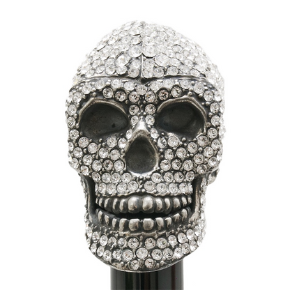 Luxury Clear Swarovski Skull Walking Cane – Handmade in Italy