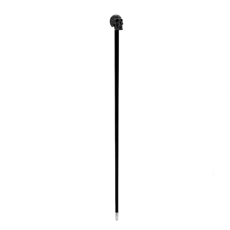 Luxury Black Skull Walking Cane with Enameled Handle – Handmade in Italy