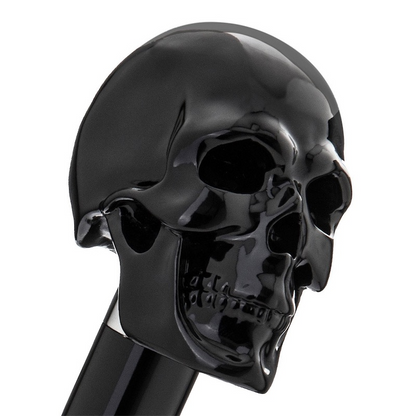 Luxury Black Skull Walking Cane with Enameled Handle – Handmade in Italy