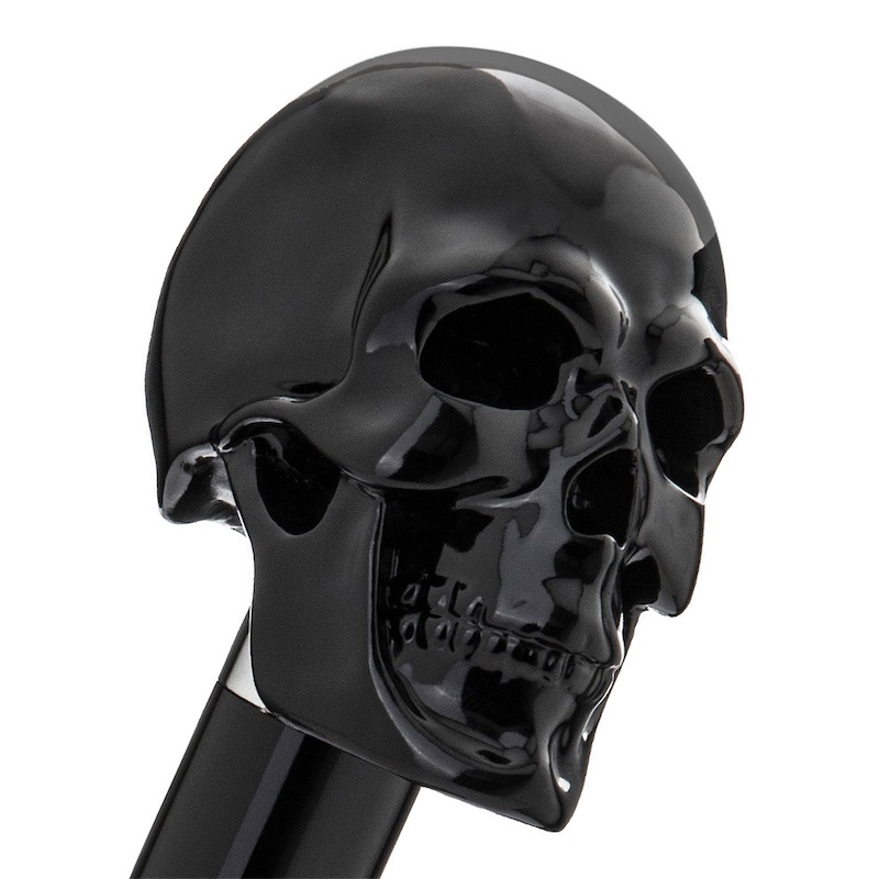 Luxury Black Skull Walking Cane with Enameled Handle – Handmade in Italy