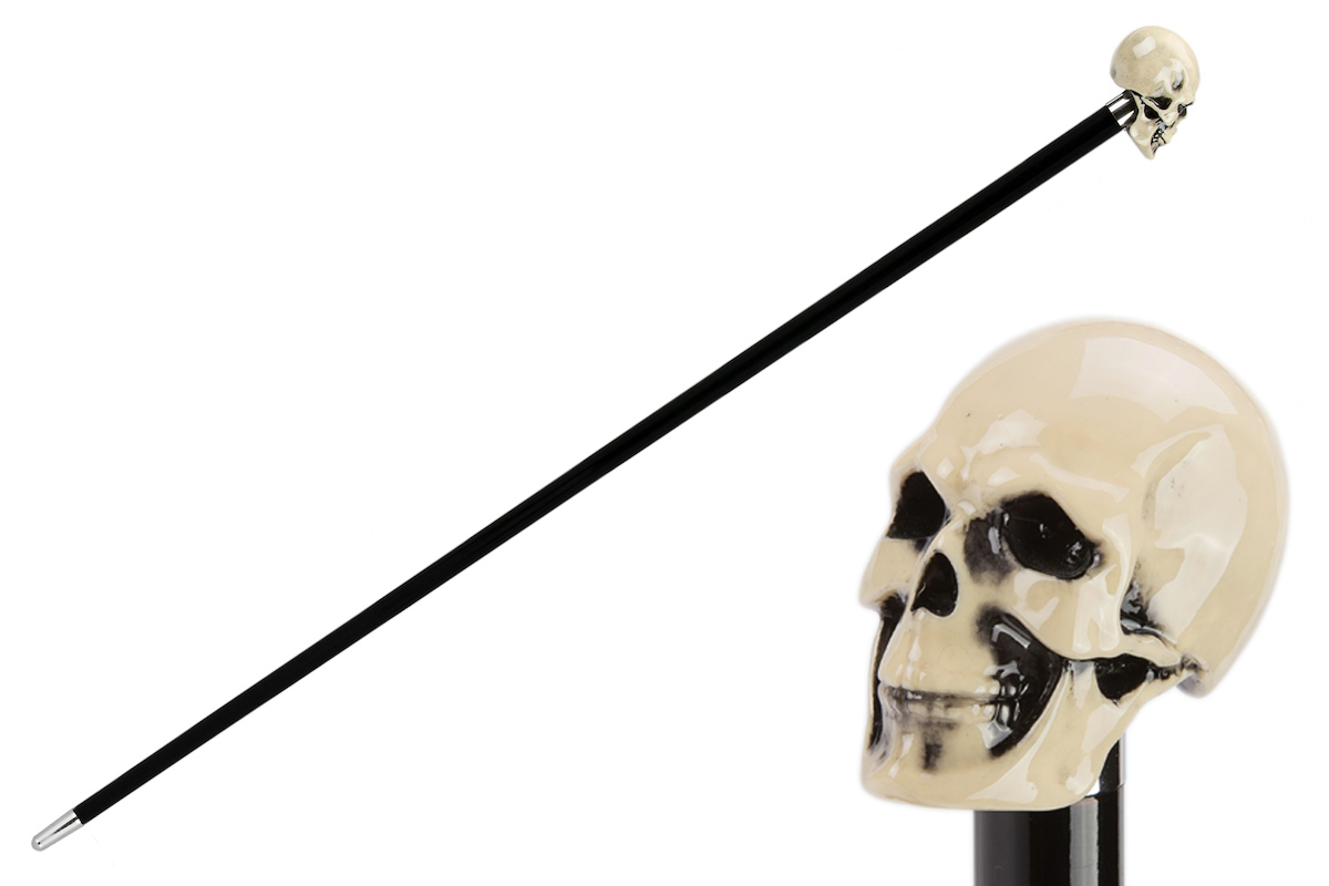 Enameled Resin Handle Bone Skull Walking Cane – Handmade in Italy
