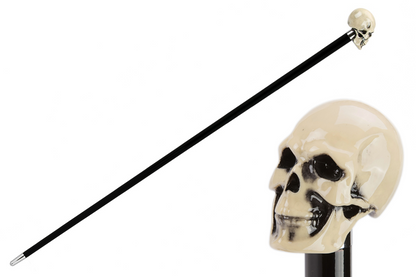 Enameled Resin Handle Bone Skull Walking Cane – Handmade in Italy