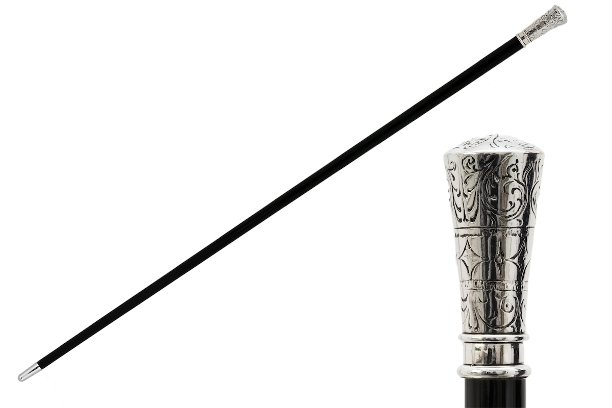 Luxury Classic Straight Silver Walking Cane – Handmade in Italy