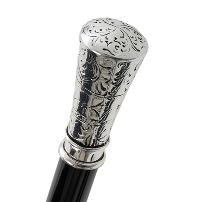 Luxury Classic Straight Silver Walking Cane – Handmade in Italy