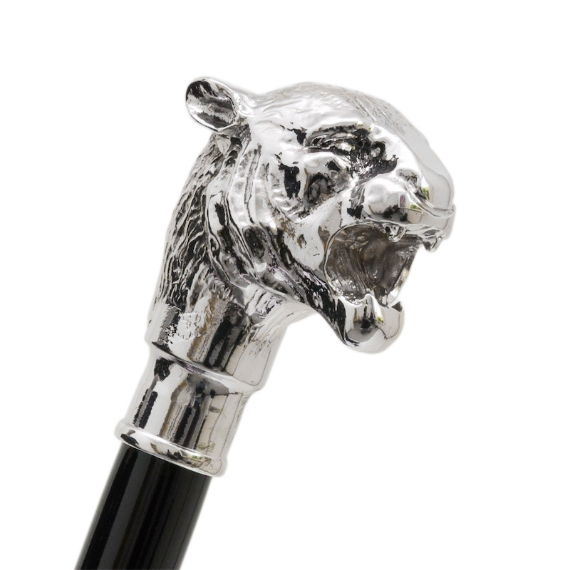 Silver Tiger Umbrella with Metal Handle – Handmade in Italy
