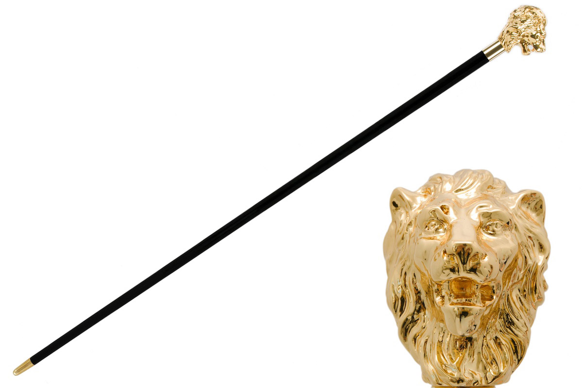 Luxury Golden Lion Handmade Walking Cane with Gilt Resin Handle