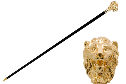 Luxury Golden Lion Handmade Walking Cane with Gilt Resin Handle