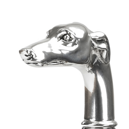 Silver Greyhound Head Walking Cane – Luxury Handmade Italian Stick