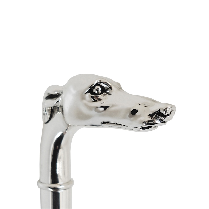 Silver Greyhound Head Walking Cane – Luxury Handmade Italian Stick
