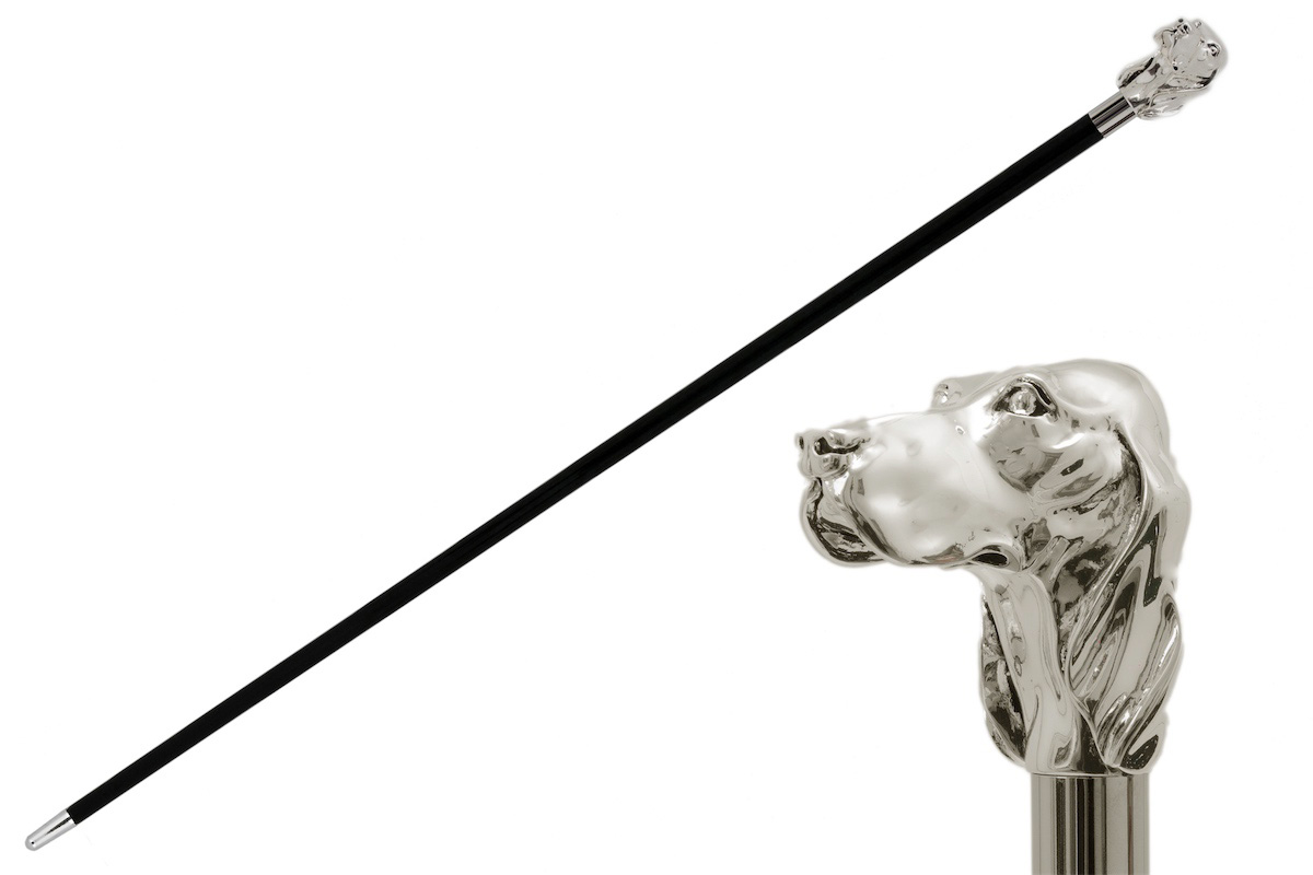 Luxury Silver Dog Handmade Walking Cane with Silver-Plated Handle