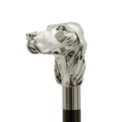Luxury Silver Dog Handmade Walking Cane with Silver-Plated Handle