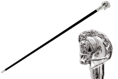 Luxury Silver Horse Handmade Walking Cane with Metal Handle