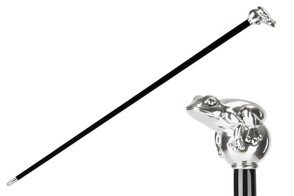 Luxury Silver Frog Handmade Walking Cane with Silver-Plated Handle