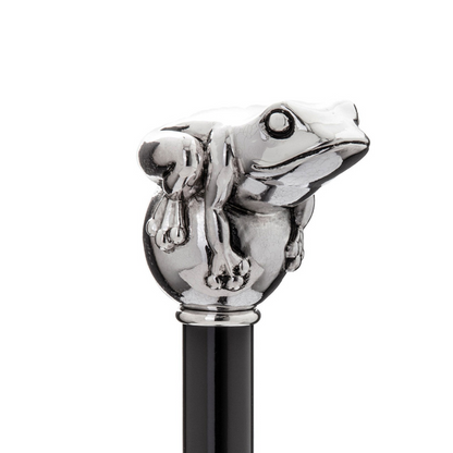 Luxury Silver Frog Handmade Walking Cane with Silver-Plated Handle