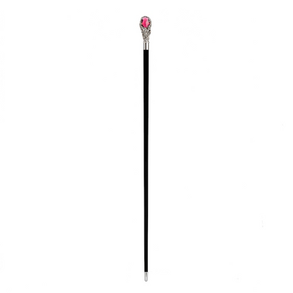 Luxury Red Gem Walking Cane with Crystal-Encrusted Brass Handle