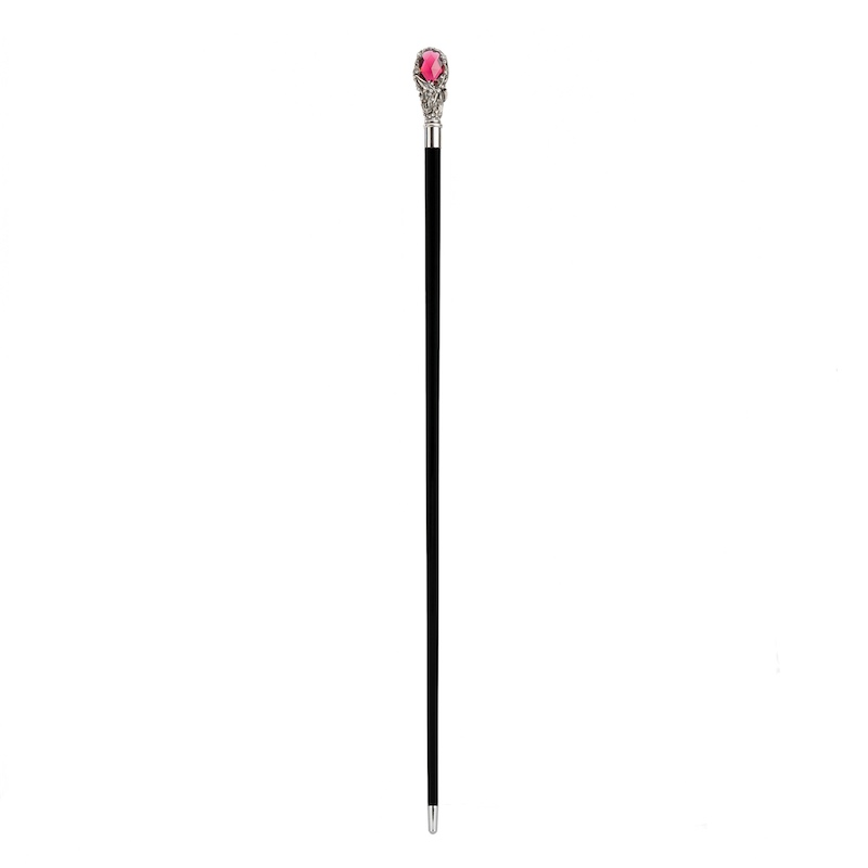 Luxury Red Gem Walking Cane with Crystal-Encrusted Brass Handle