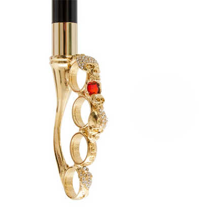 Luxury Brass Knuckles Handmade Walking Cane with Swarovski Crystals