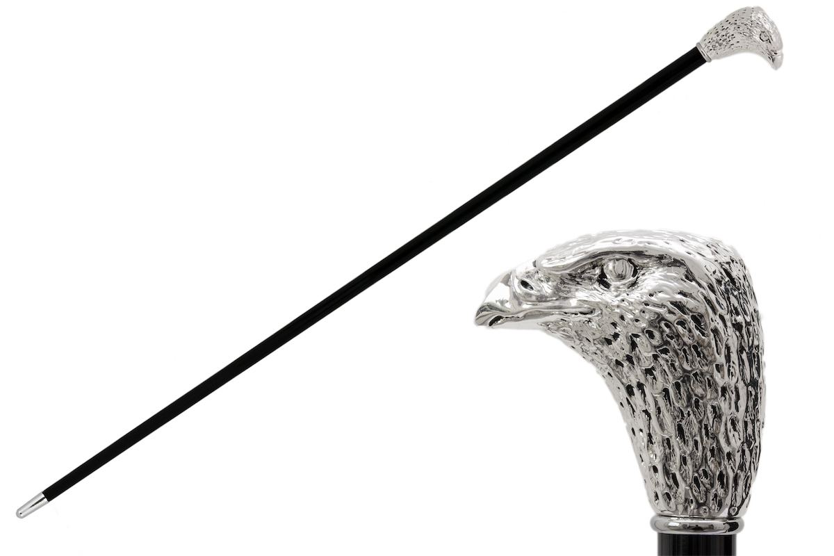 Luxury Silver Eagle Handmade Walking Cane with Silver-Plated Handle