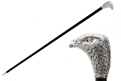 Luxury Silver Eagle Handmade Walking Cane with Silver-Plated Handle