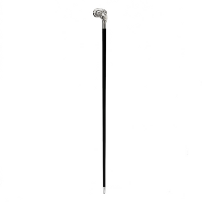 Luxury Silver Ram Handmade Walking Cane with Silver-Plated Handle