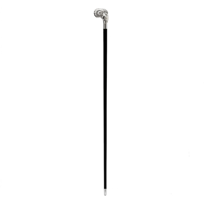 Luxury Silver Ram Handmade Walking Cane with Silver-Plated Handle