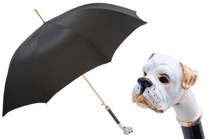 White Boxer Dog Handle Umbrella – Handmade Italian Luxury