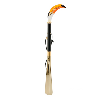 Enameled Brass Handle Toucan Shoehorn – Handmade in Italy