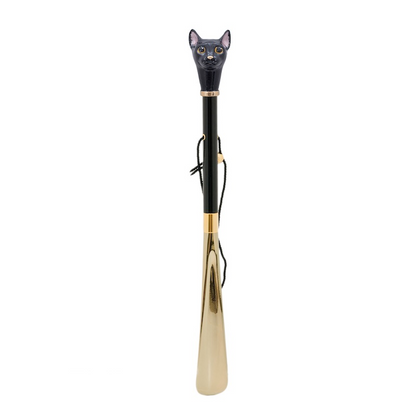 Enameled Brass Handle Black Cat Shoehorn – Handmade in Italy