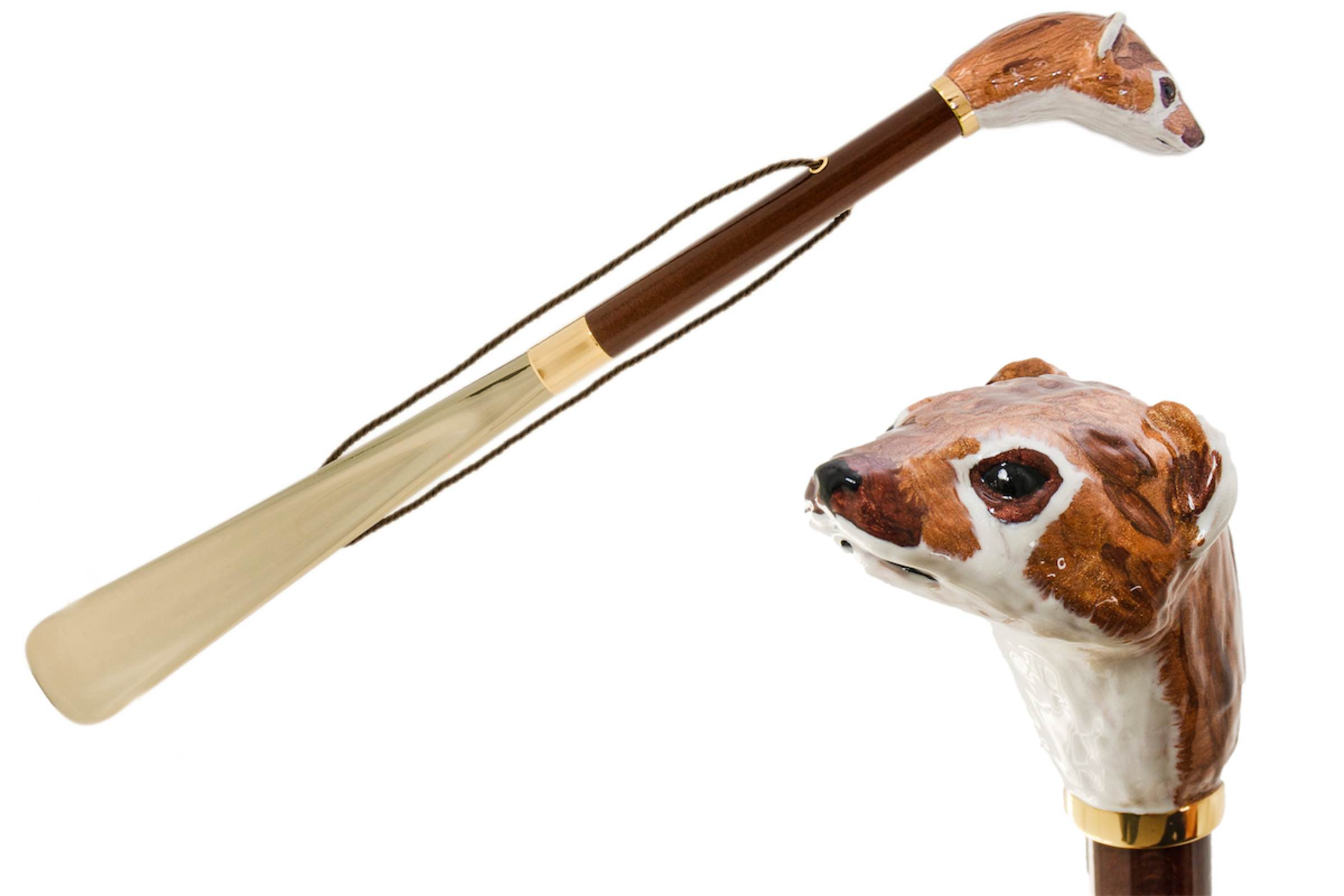 Ermine Enameled Brass Handle Shoehorn – Handmade in Italy