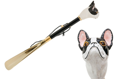 French Bulldog Enameled Brass Handle Shoehorn – Handmade in Italy