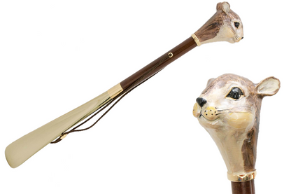 Enameled Brass Handle Squirrel Shoehorn – Handmade in Italy