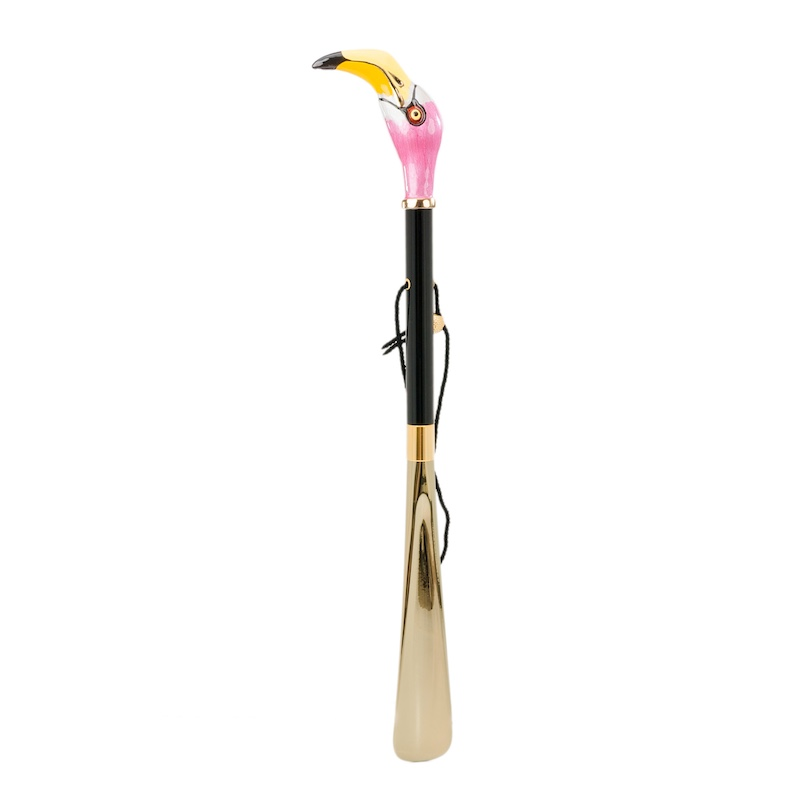 Flamingo Enameled Brass Handle Shoehorn – Handmade in Italy